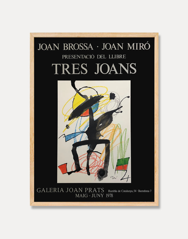 [호안 미로] JOAN MIRO — GALERIA JOAN PRATS ‘TRES JOANS’ EXHIBITION POSTER 1978 (액자포함)  56 x 76 cm 